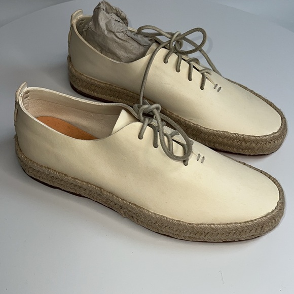 🥿NWT FEIT WOMENS ESPADRILLE TIE UP SHOES HAND SEWN IN COURT WHITE SIZE 40 - Picture 9 of 13